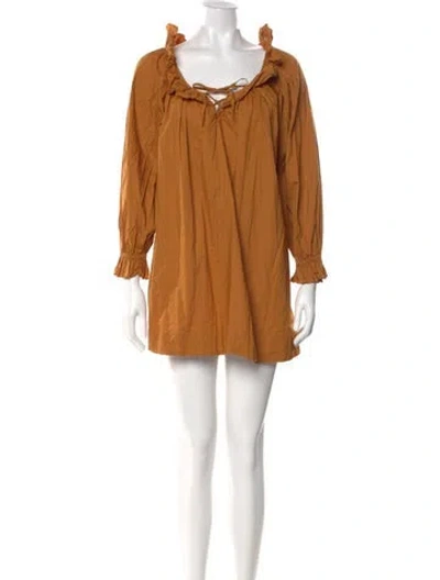 Pre-owned Doen Square Neckline Mini Dress In Yellow