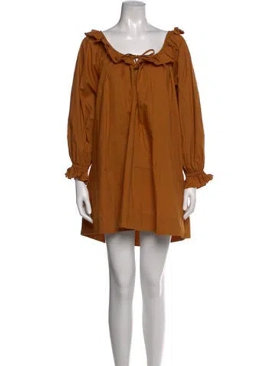 Pre-owned Doen Square Neckline Mini Dress In Yellow