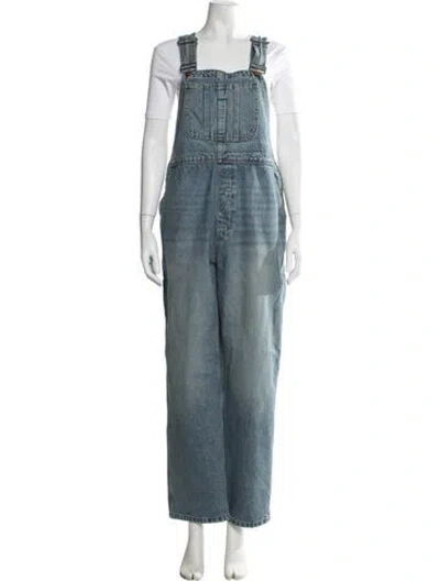 Pre-owned Doen Square Neckline Overalls In Blue