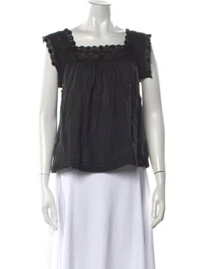 Pre-owned Doen Square Neckline Short Sleeve Blouse In Multi