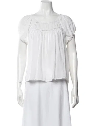 Pre-owned Doen Square Neckline Short Sleeve Blouse In Multi