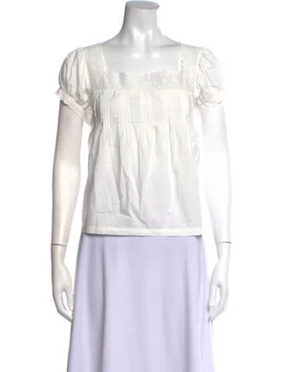 Pre-owned Doen Square Neckline Short Sleeve Blouse W/ Tags In White