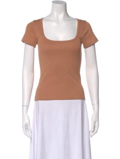 Pre-owned Doen Square Neckline Short Sleeve T-shirt In Orange