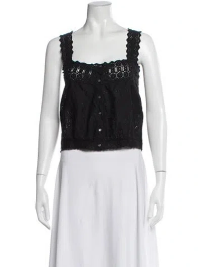 Pre-owned Doen Square Neckline Sleeveless Blouse In Black