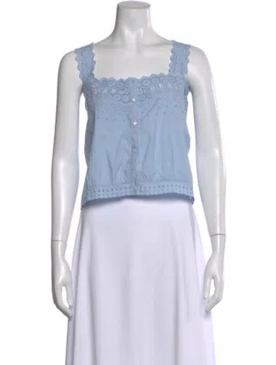 Pre-owned Doen Square Neckline Sleeveless Blouse In Blue