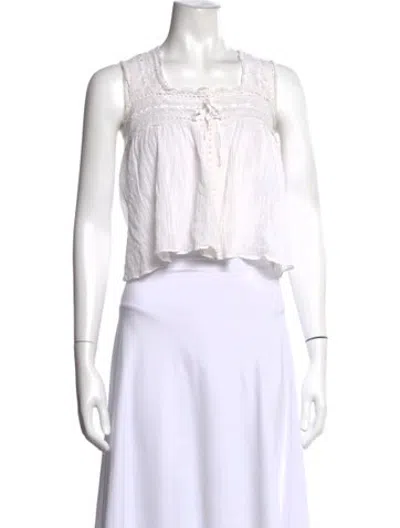 Pre-owned Doen Square Neckline Sleeveless Blouse In White