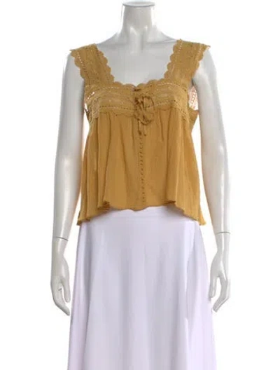Pre-owned Doen Square Neckline Sleeveless Blouse In Yellow