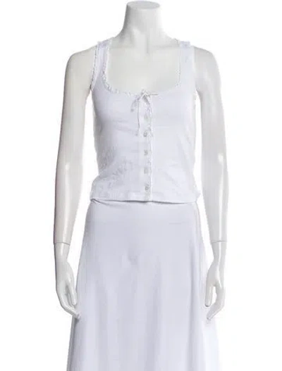 Pre-owned Doen Square Neckline Sleeveless Crop Top In White