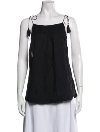 Pre-owned Doen Square Neckline Sleeveless Top In Black