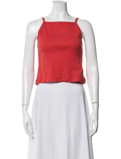 Pre-owned Doen Square Neckline Sleeveless Top In Red