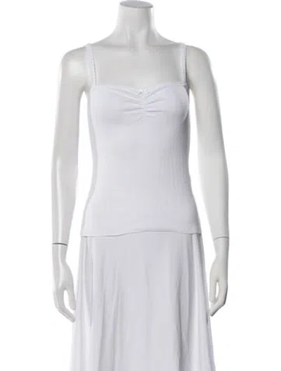 Pre-owned Doen Square Neckline Sleeveless Top In White