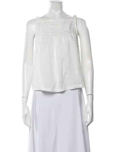 Pre-owned Doen Square Neckline Sleeveless Top In White