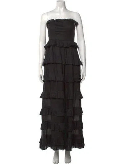 Pre-owned Doen Strapless Long Dress In Black