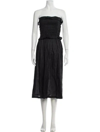 Pre-owned Doen Strapless Midi Length Dress In Black