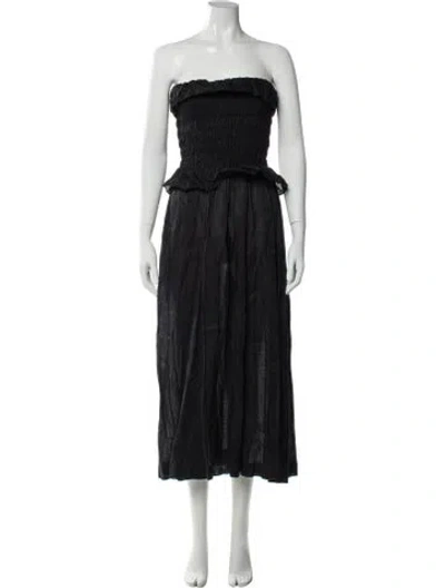 Pre-owned Doen Strapless Midi Length Dress In Green