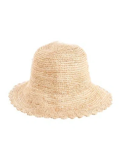 Pre-owned Doen Straw Woven Bucket Hat In Neutral