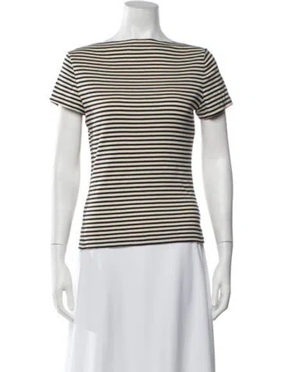 Pre-owned Doen Striped Bateau Neckline T-shirt In Neutrals