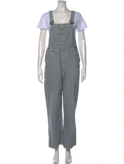 Pre-owned Doen Striped Crew Neck Overalls In Blue