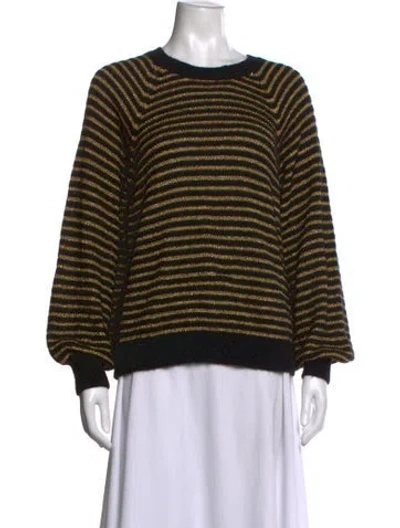 Pre-owned Doen Striped Crew Neck Sweater In Black