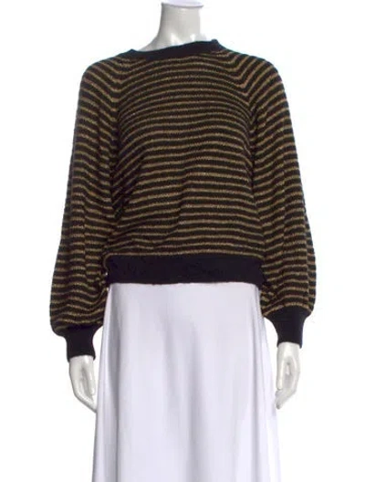 Pre-owned Doen Striped Crew Neck Sweater In Black