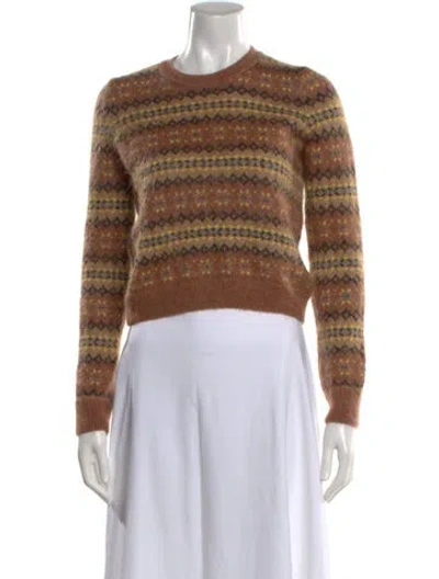 Pre-owned Doen Striped Crew Neck Sweater In Brown