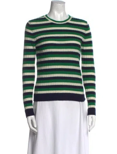 Pre-owned Doen Striped Crew Neck Sweater In Green