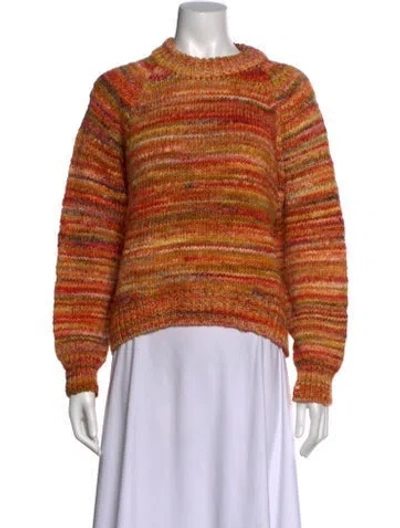 Pre-owned Doen Striped Crew Neck Sweater In Orange