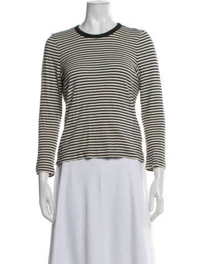 Pre-owned Doen Striped Crew Neck Sweater In White