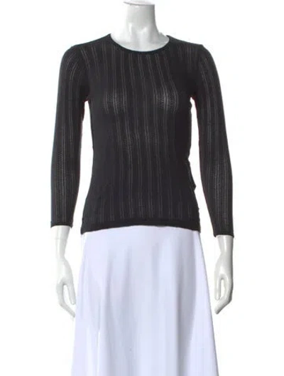 Pre-owned Doen Striped Crew Neck Top In Black