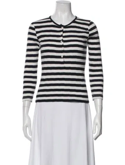 Pre-owned Doen Striped Crew Neck Top In Blue