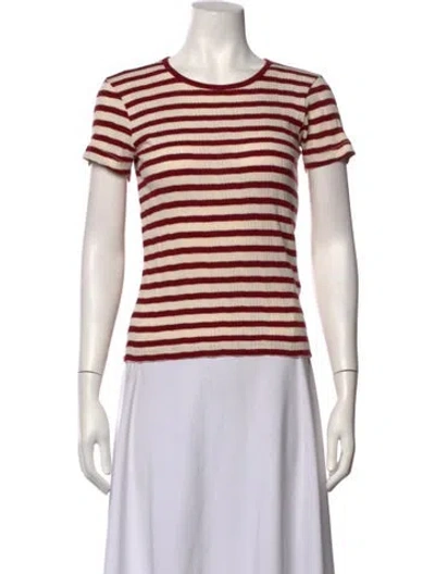 Pre-owned Doen Striped Crew Neck T-shirt In Black/neutrals/red