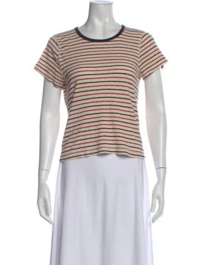 Pre-owned Doen Striped Crew Neck T-shirt In Neutral