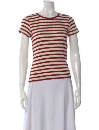 Pre-owned Doen Striped Crew Neck T-shirt In Neutral