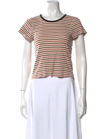 Pre-owned Doen Striped Crew Neck T-shirt In Neutral