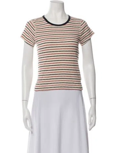 Pre-owned Doen Striped Crew Neck T-shirt In Neutrals