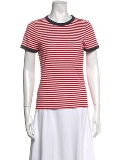 Pre-owned Doen Striped Crew Neck T-shirt In Red