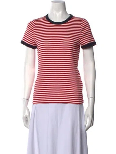Pre-owned Doen Striped Crew Neck T-shirt In Red