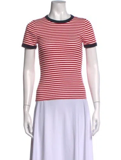 Pre-owned Doen Striped Crew Neck T-shirt W/ Tags In Red