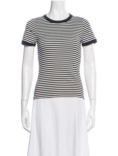 Pre-owned Doen Striped Crew Neck T-shirt W/ Tags In White