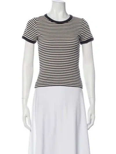 Pre-owned Doen Striped Crew Neck T-shirt In White