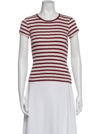 Pre-owned Doen Striped Crew Neck T-shirt In White