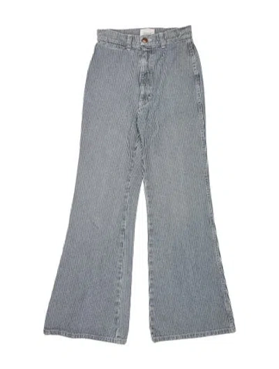 Pre-owned Doen Striped Flared Pants In Blue
