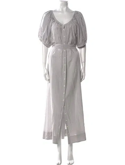 Pre-owned Doen Striped Long Dress In Blue