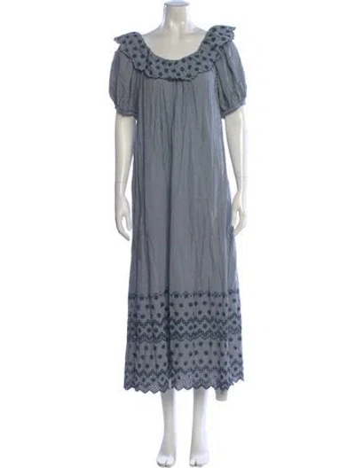 Pre-owned Doen Striped Long Dress In Blue