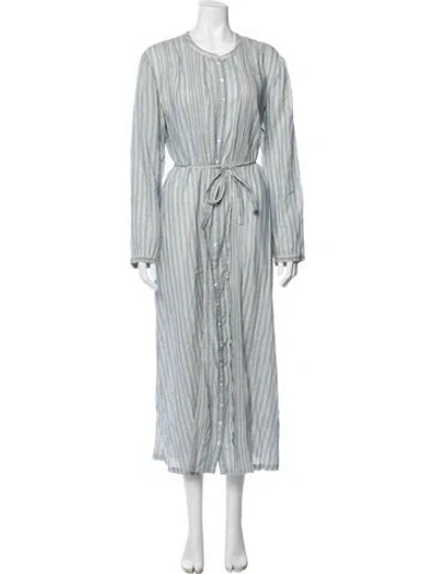Pre-owned Doen Striped Long Dress In Blue