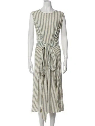 Pre-owned Doen Striped Long Dress In Neutral