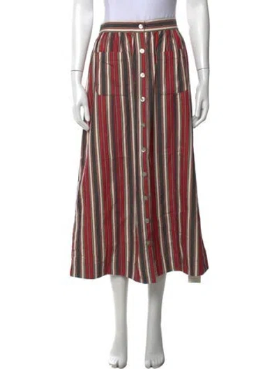 Pre-owned Doen Striped Long Skirt In Black/red