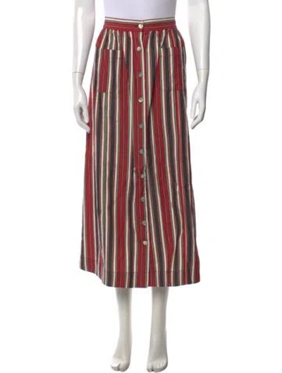 Pre-owned Doen Striped Long Skirt In Black/red