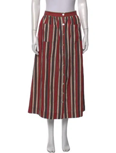 Pre-owned Doen Striped Long Skirt In Black/red