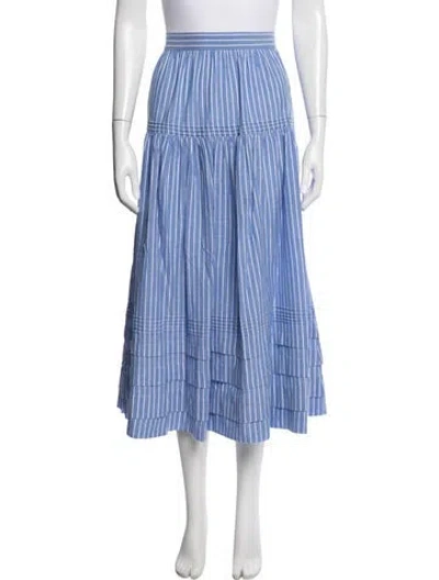 Pre-owned Doen Striped Long Skirt In Blue
